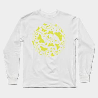 Butterfly World - Green on White Long Sleeve T-Shirt